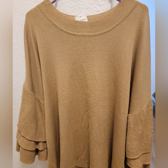 Tan Ruffle Long Sleeve Sweater - Picture 3 of 5